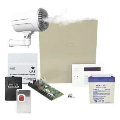 Panel de Alarma con Generador de Niebla / 150 m³ (5,297 ft³) en 10 s / 48 Zonas / Teclado Alfanumérico con Receptor Inalámbrico / Activación por Contacto Seco