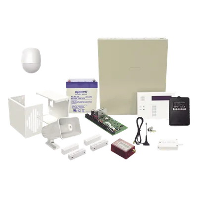 Kit de Alarma Antirrobo / Panel de Control con Teclado Inalámbrico / Comunicador 4G LTE-M/5G / Sensor PIR 18 m (59.1 ft) / Sirena 30 W / 2 Contactos Magnéticos