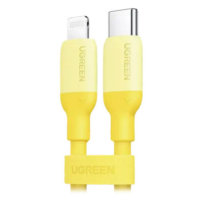 Cable USB-C a Lightning / Certificado MFi / 1 Metro (3.3 Pies) / Carga Rápida PD 20W / Sincronización 480 Mbps / Silicona y TPE / Amarillo