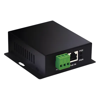 Convertidor PoE Industrial / Entrada 802.3 af/at / Salida PoE Pasivo 24V / Puertos RJ45 100/1000 Mbps / Alcance 100 m (328 ft) / Rango -10 a 70 °C