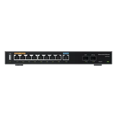 Router Gigabit VPN / Balanceador de cargas / 60,000 sesiones NAT / 9 puertos RJ45 Gigabit + 2 puertos SFP / PoE entrada y salida / Compatible con GWN Cloud