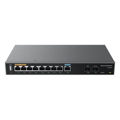 Router Gigabit VPN / Balanceador de cargas / 60,000 sesiones NAT / 9 puertos RJ45 Gigabit + 2 puertos SFP / PoE entrada y salida / Compatible con GWN Cloud
