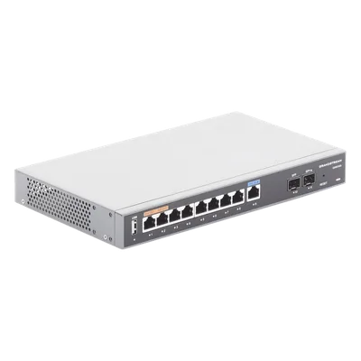 Router Gigabit VPN / Balanceador de cargas / 60,000 sesiones NAT / 9 puertos RJ45 Gigabit + 2 puertos SFP / PoE entrada y salida / Compatible con GWN Cloud