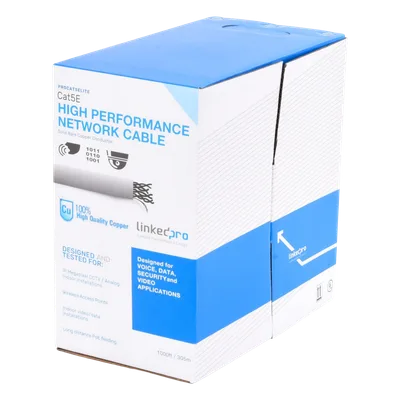Bobina de Cable / Cat5e / 24 AWG / 305 m (1000 ft) / UL / Gris / Interior / PoE / Videovigilancia