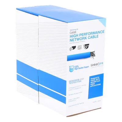 Bobina de Cable Cat6 / 305 m (1000 ft) / 24 AWG / CM / 250 MHz / UTP / Azul