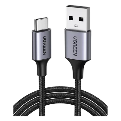 Cable USB-A a USB-C / 1 Metro (3.28 Pies) / 480 Mbps / Carga Rápida 18W / QC 4.0/3.0/2.0 / Nylon Trenzado / Aluminio