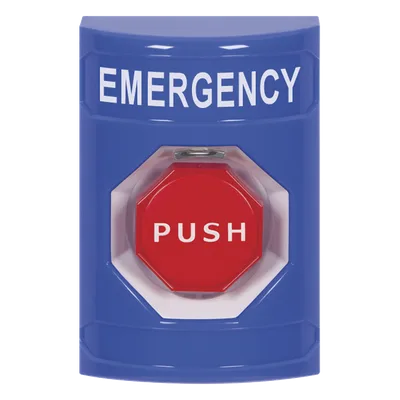 Botón de Emergencia / Texto en Español / Momentáneo / Anti-activación Accidental / Policarbonato Resistente / UL cUL ADA