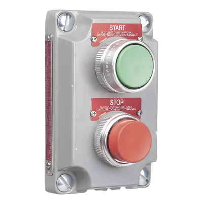 Cubierta para Estación de Control / 2 Botones Pulsadores Arranque-Paro / Aluminio sin Cobre / NEMA 7 y 9 / Áreas Peligrosas Clase I Div 1 y 2