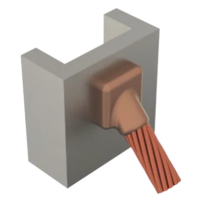 Molde para soldadura exotérmica / Superficie vertical a cable / 2/0 AWG / Ángulo 45° / Grafito resistente a altas temperaturas