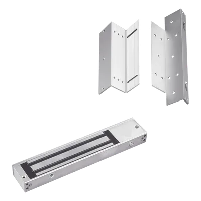 Kit de Control de Acceso / Chapa Magnética 280 kg (600 lbs) / Brackets Ajustables L y Z / LED Indicador de Estado / Aluminio Reforzado