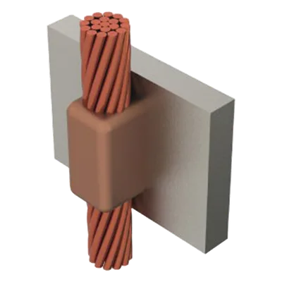 Molde para soldadura exotérmica / Cable 2/0 AWG a placa vertical / Diseño de paso vertical / Aplicaciones industriales