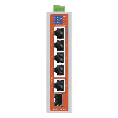 Switch Industrial PoE / 4 Puertos Fast Ethernet / 2 Uplink Gigabit / Alcance 250 m / Protección 6 kV