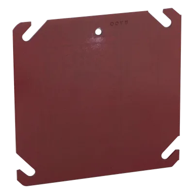 Tapa Plana para Caja Eléctrica / Acero Galvanizado / 4 x 4 x 0.063 in / Color Rojo / cUL Listado
