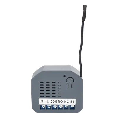 Micromódulo On/Off Z-Wave / Alimentación Universal 85-260V AC / Frecuencia 908.4 MHz / Contacto Seco 250V/3A / Compacto 44x38x17 mm (1.73x1.50x0.67 in)
