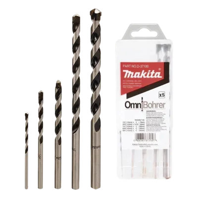Juego de Brocas para Concreto / 5 Piezas / 3.0 a 9.5 mm / Mango Hexagonal 1/4" / Longitudes 70 a 160 mm