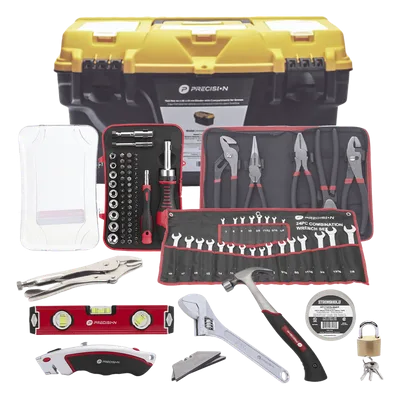 Juego de Herramientas Multitareas / Caja 44x26x23 cm / 24 Llaves Combinadas / Martillo 16 oz / 65 Puntas Intercambiables