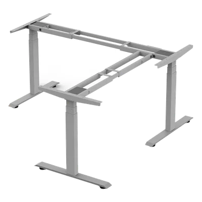 Base de Escritorio Motorizado Tipo L (3 Columnas) / Altura Ajustable 60-125cm (1.97-4.10ft) / Carga 150Kg / 4 Presets / Elevación 38mm/s / Color Gris