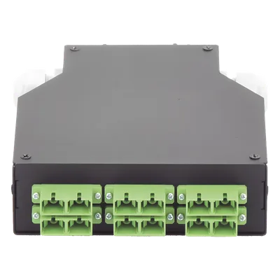 Distribuidor de Fibra Óptica / Riel DIN / 6 Acopladores SC/APC Dúplex Monomodo / Charola 24 Fusiones / 1.57 x 4.96 x 5.59 in