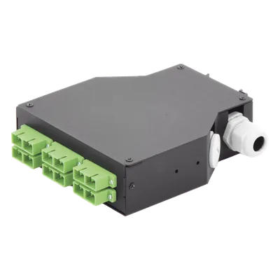 Distribuidor de Fibra Óptica / Riel DIN / 6 Acopladores SC/APC Dúplex Monomodo / Charola 24 Fusiones / 1.57 x 4.96 x 5.59 in
