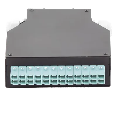 Distribuidor de Fibra Óptica / Riel DIN / 12 Acopladores LC/UPC Dúplex Multimodo / Charola 24 Fusiones / Acero Laminado / 1.57 x 4.96 x 5.59 in