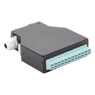 Distribuidor de Fibra Óptica / Riel DIN / 12 Acopladores LC/UPC Dúplex Multimodo / Charola 24 Fusiones / Acero Laminado / 1.57 x 4.96 x 5.59 in