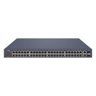 Switch PoE+ Administrable / 48 Puertos Gigabit PoE+ / 2 Puertos Uplink Gigabit / 2 Puertos SFP / 470W / 1U Rack