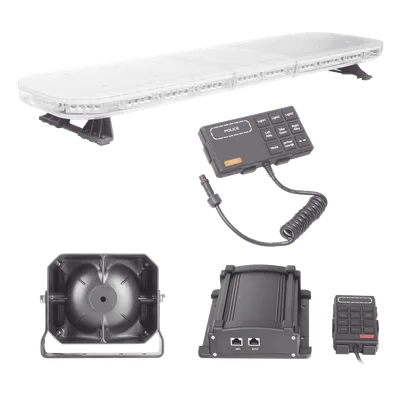 Kit de Señalización para Seguridad Pública / Barra LED 88 LEDs / Sirena 100W / Control de Tráfico Ámbar / IP65 / 45 Patrones de Destello