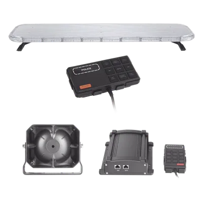 Kit de Equipamiento para Unidades de Seguridad Pública / Barra LED 132 LEDs Hyperlux G3 / 22 Módulos Control Tráfico Rojo/Azul / Sirena 100 W / IP65 / SAE J1345