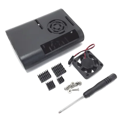 Kit Gabinete para Raspberry Pi 4 / Plástico ABS / Ventilador 30.4 mm / 3 Disipadores Aluminio / Herramientas Incluidas