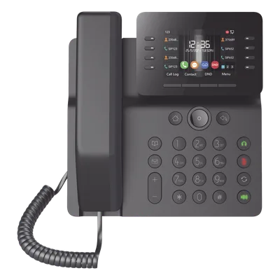 Teléfono IP Empresarial / 12 Líneas SIP / Pantalla Color 3.5" / Wi-Fi Dual Band / Bluetooth 5.0 / PoE Gigabit / Conferencia 6 Vías