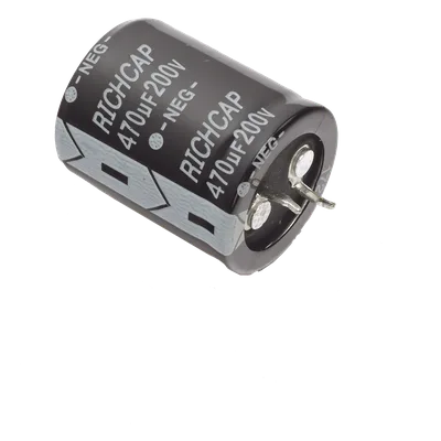 Capacitor de Aluminio / 470μF / 200V / ±20% / 1.45A RMS / 25mm Ø / 1000h @ 105°C