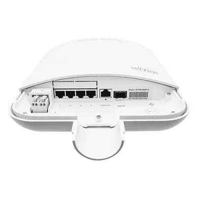 Switch CCTV PoE para exterior / No administrable / Con 4 puertos Gigabit PoE af/at + 1 Puertos Uplink Gigabit + 1 x SFP Gigabit / Presupuesto 65 W / Ideal para Aplicaciones de Videovigilancia