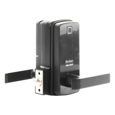 Cerrojo Electrónico con Manija / Lector de Huella y Tarjeta / Teclado Digital / 99 Usuarios / Puerta Vidrio 12 mm / 6 V (4 Baterías AA)