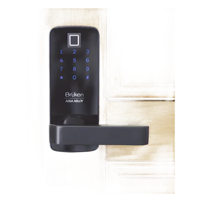 Cerradura Electrónica con Manija / Biométrico / Tarjeta / Contraseña / 99 Usuarios / 6 V DC / Madera