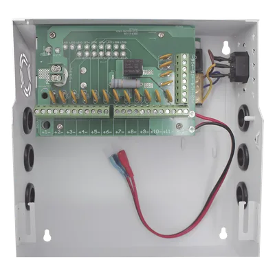 Fuente de poder profesional de 12 Vcc @ 16 A / para 16 cámaras / Con capacidad de batería de respaldo / Requiere batería / Voltaje de entrada de 96-264 Vca