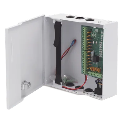 Fuente de poder profesional de 12 Vcc @ 16 A / para 16 cámaras / Con capacidad de batería de respaldo / Requiere batería / Voltaje de entrada de 96-264 Vca