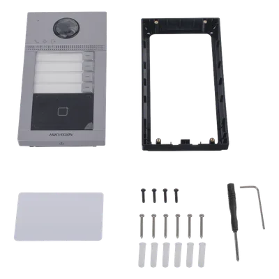 Videoportero IP / 2 Megapixel / PoE / IP65 + IK08 / 4 Departamentos / Apertura con Tarjeta / 2 Puertas / 6 Monitores / 129° / IR 3m