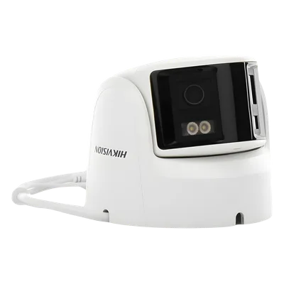 Cámara Turret IP Panorámica / 4 Megapixel / Dual Lente 2.8 mm / 180° / Color 24/7 / Luz Blanca 30 m (98.4 ft) / WDR 130 dB / IP67 / PoE