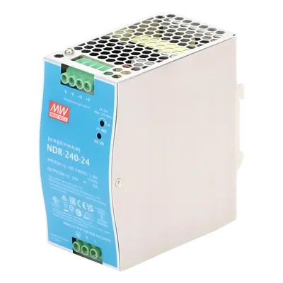 Fuente de Poder Industrial / Riel DIN / 240W / 24Vcc / 10A / Entrada 90-264Vca / Eficiencia 88.5% / Sin Ventilador