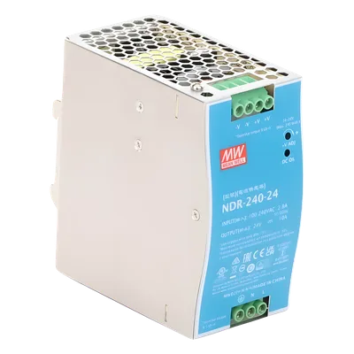 Fuente de Poder Industrial / Riel DIN / 240W / 24Vcc / 10A / Entrada 90-264Vca / Eficiencia 88.5% / Sin Ventilador