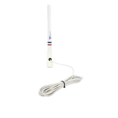 Antena Marina VHF / Fibra de Vidrio / 156-163 MHz / 6.5 dBi / Cable 10 m (32.8 ft) / IP67 / 2.4 m (7.9 ft)