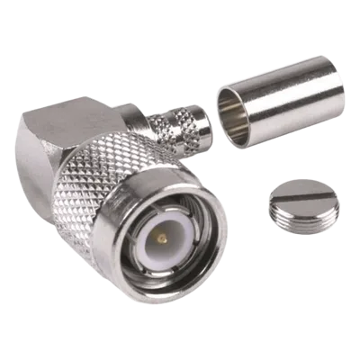 Conector TNC Macho / Ángulo Recto / RG-8/X / LMR-240 / Níquel / Oro / Teflón