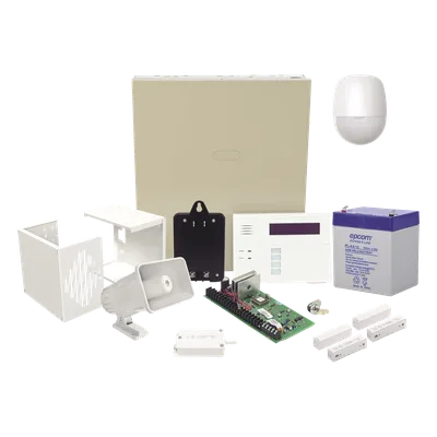 Kit de Panel de Alarma Cableado / 48 Zonas / Teclado con Receptor Inalámbrico / 3 Particiones / Sirena 30 W / Batería 4 Ah