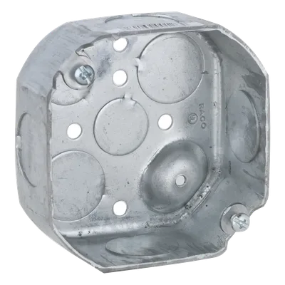 Caja de Conexión Octogonal / Acero Galvanizado / 6 Entradas / Profundidad 1 1/2 in (38.1 mm) / UL Listed