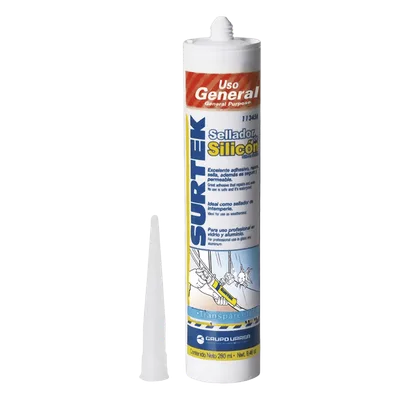 Sellador de Silicona Transparente / Uso General / 280 ml / -40°C a 100°C / Secado 24 h / Humedad