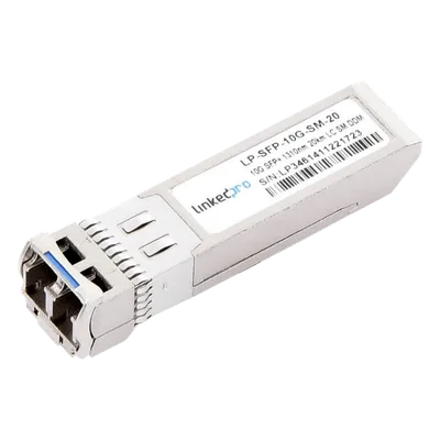 Transceptor SFP+ / 10 Gbps / Monomodo 1310 nm / LC Dúplex / 20 km (12.4 mi) / DDM / Hot-Pluggable