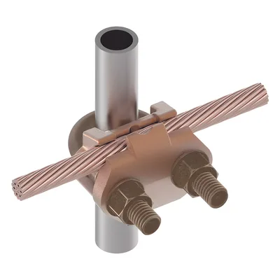 Conector Mecánico para Cable / Calibre 4 a 2/0 AWG / Paralelo o 90° / Tubo 3/8" o Varilla 5/8" - 3/4" / UL467