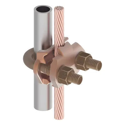 Conector Mecánico para Cable / Calibre 4 a 2/0 AWG / Paralelo o 90° / Tubo 3/8" o Varilla 5/8" - 3/4" / UL467