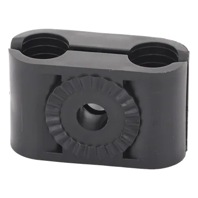 Sujetador Plástico para Cable Coaxial / 1/2 in / Doble Canal / Varilla 3/8' o M10 / Paquete 10 Piezas