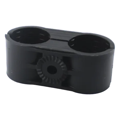 Sujetador Plástico para Cable Coaxial / 2 Cables / 1-1/4" Nominal / Rango 1.535" a 1.614" (39 a 41 mm) / Montaje Varilla 3/8" o M10 / Paquete 10 Unidades